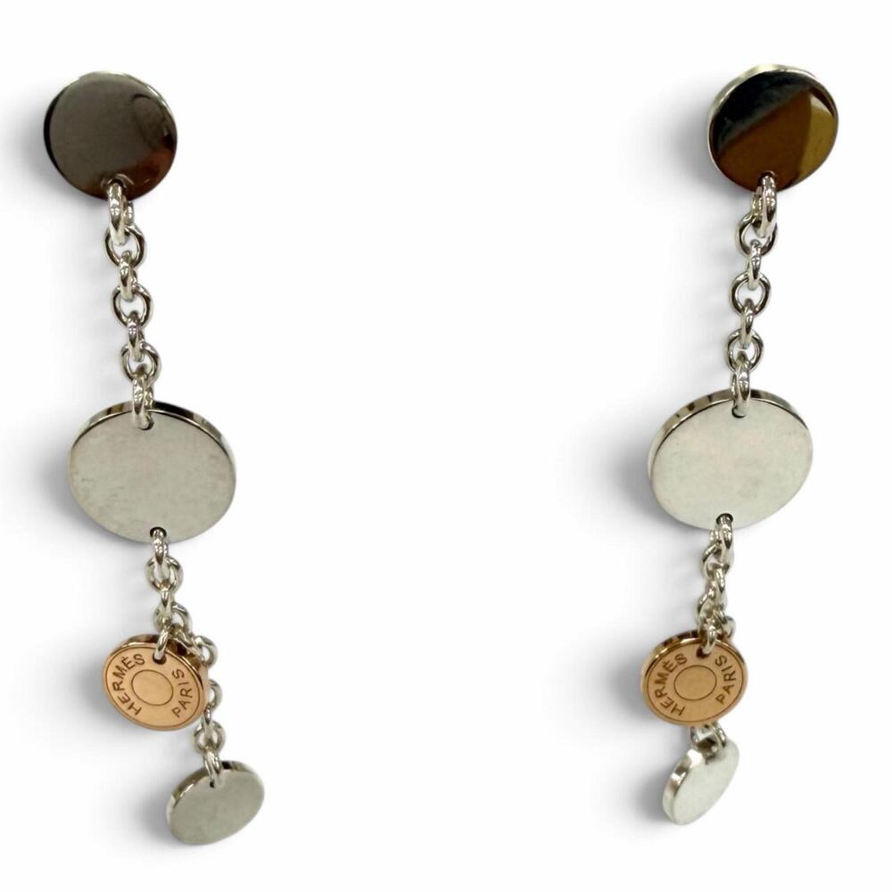 HERMES 925 AU750 Confetti Earrings, Silver and Rose Gold, Made in France, Wei...